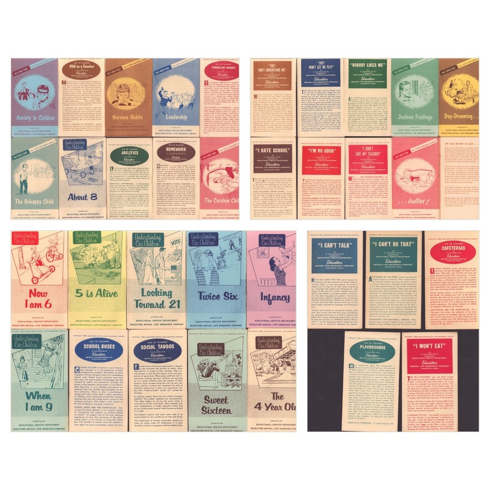 Vintage 1950s Educators Mutual Life Insurance Child Psychology Pamphlets Lot - Picture 1 of 5